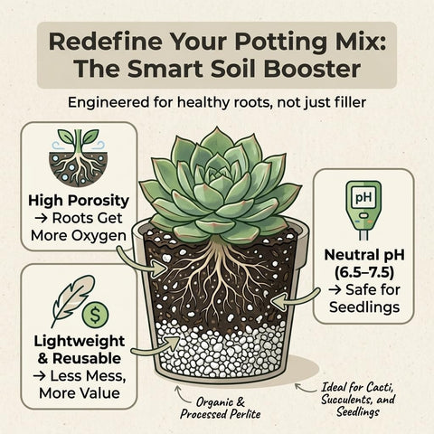 Doter Organic Perlite for Plants, Soil Amendment for Enhanced Drainage and Growth, Ideal for Potting Mixes (1 Quart)
