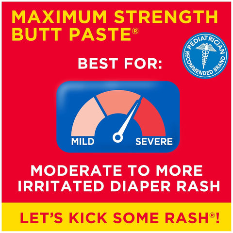 Boudreaux’s Butt Paste Max Strength Diaper Rash Cream for Baby, Ointment With Zinc Oxide, 2 oz Tube (Pack of 2)