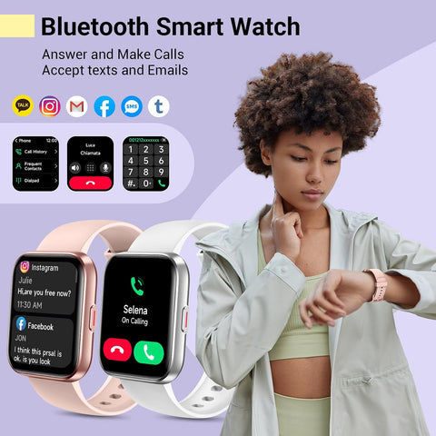 Smartwatch for Women, Compatible with Android & iPhone, 1.8'' Fitness Tracker Watch with Alexa, Call & Notification Alerts, Heart Rate & Sleep Monitor, 120 Sports Modes, Waterproof Watch for Women