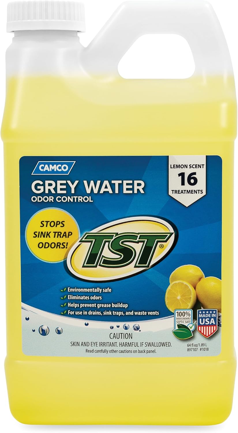 Camco TST RV Grey Water Odor Control - Lemon Scent - 64oz - Made in the USA