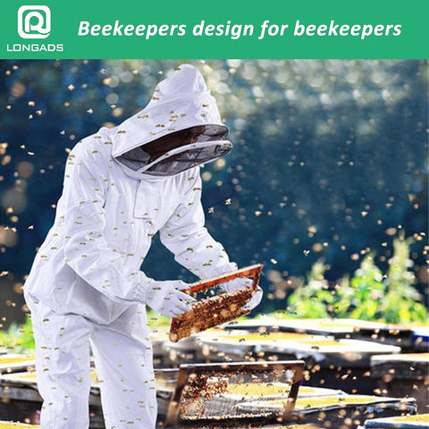 LONGADS Bee Suit for Men, Full Body Beekeeper Suit with Gloves & Veil XXXL