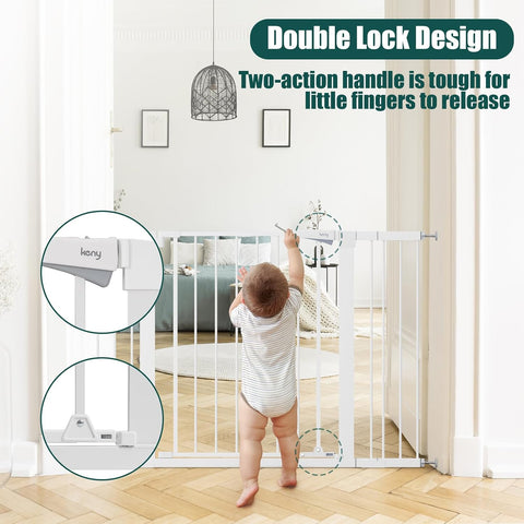 keny 29.7"-51.5" Extra Wide Baby Gate for Stairs, Easy Walk Thru Dog Gate