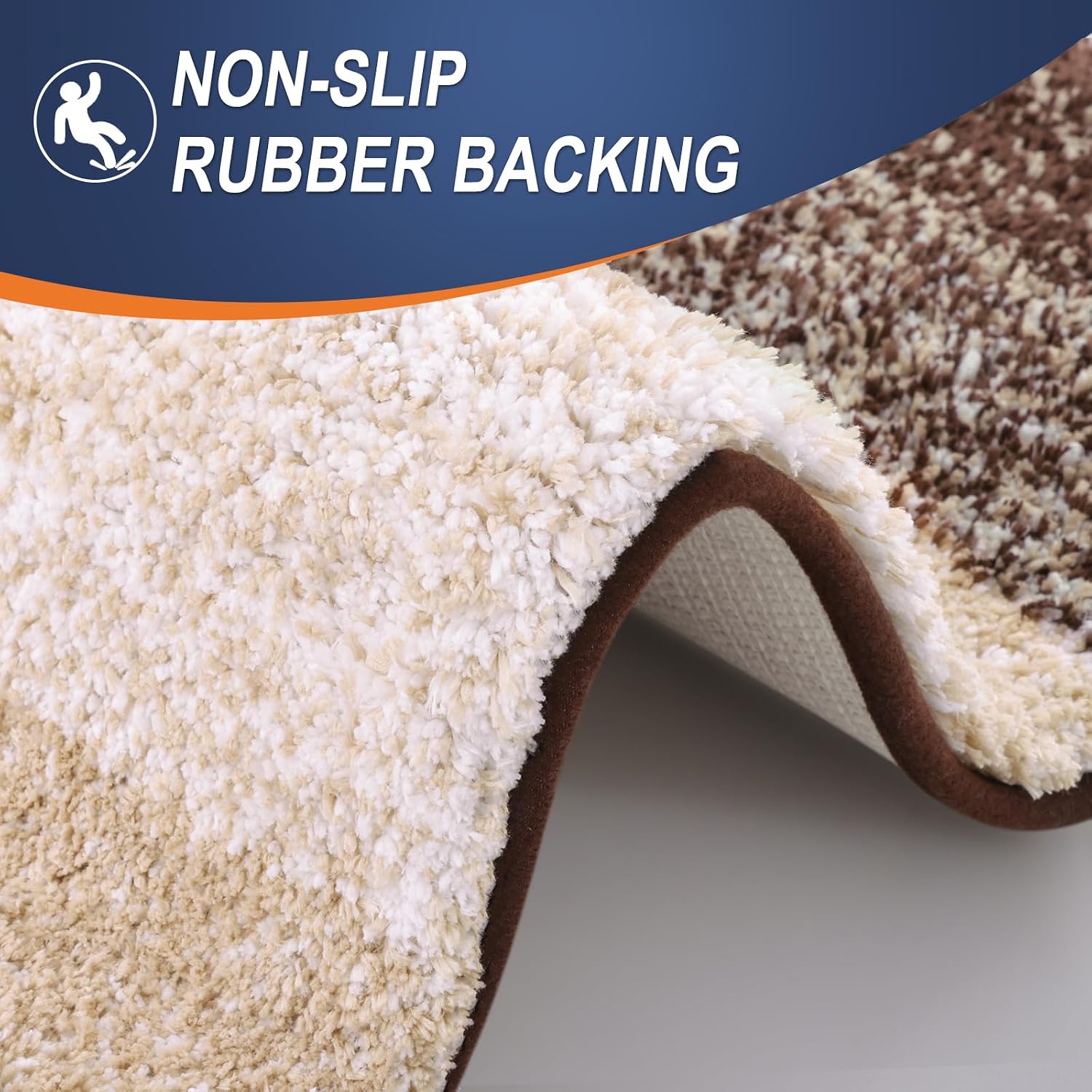 OLANLY Micorfiber Bathroom Rug Set 2 Piece, Soft Absorbent Bath Mats, Brown
