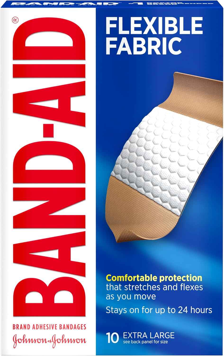 BAND-AID Brand Flexible Fabric Adhesive Bandages, Extra Large, 10 Count