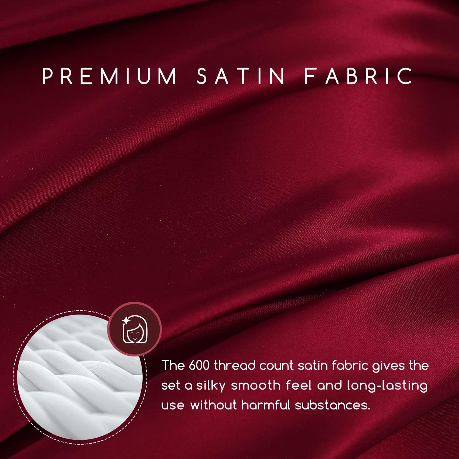 MR&HM Satin Sheets Twin Size with Elastic Corner Straps, Burgundy