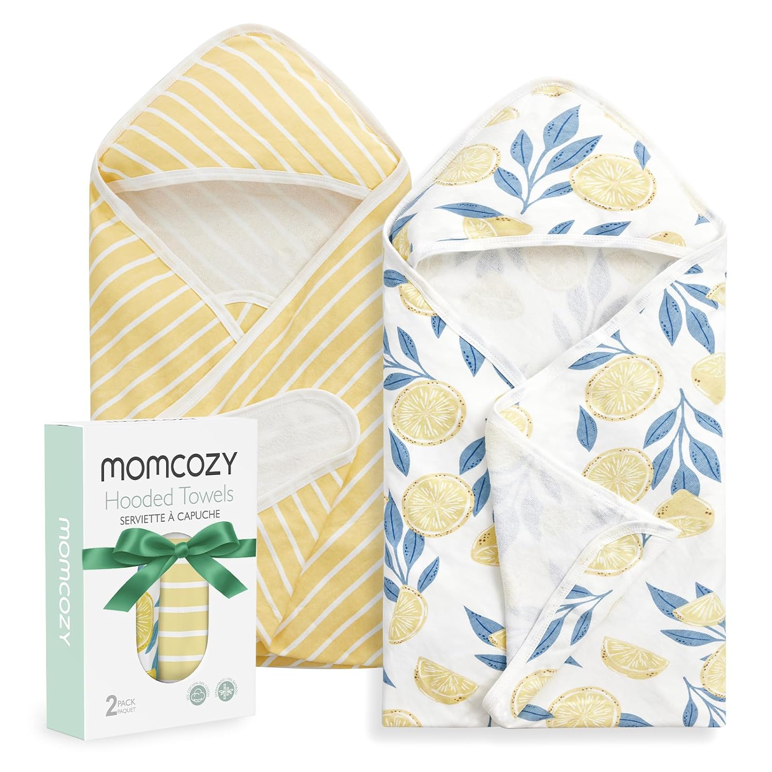 Momcozy Baby Towels, Soft Absorbent Bath Towel for Newborn&Toddler,Lemon