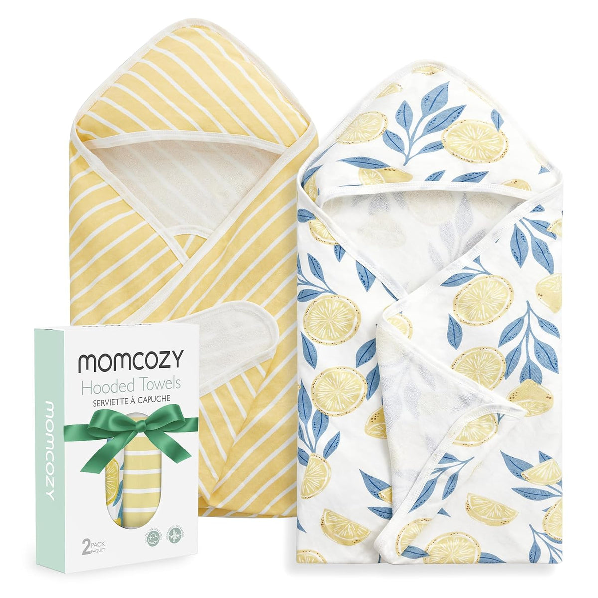 Momcozy Baby Towels, Soft Absorbent Bath Towel for Newborn&Toddler,Lemon
