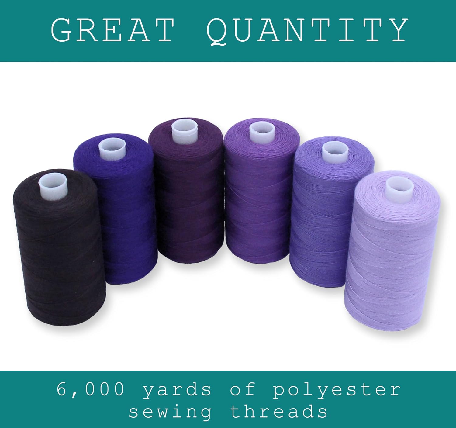 BlesSew Sewing Thread in Purple Color Tones – 6 Spools of Polyester Thread for Sewing Machine for Beginners, Hand Stitching & Quilting - 1000 yds per Spool
