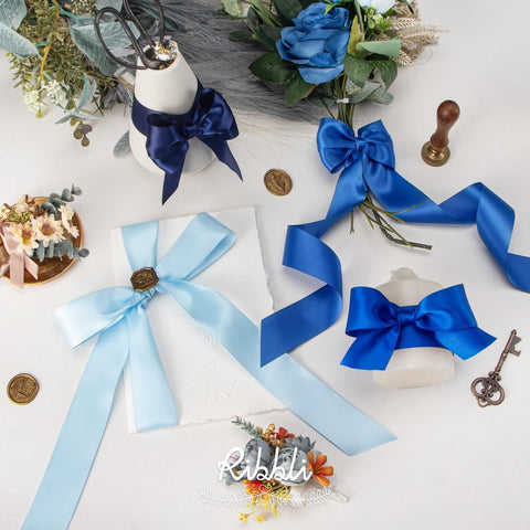 Ribbli Blue Satin Ribbon 1-1/2 Inch x 4 Rolls Total 40 Yards- Baby Blue/Royal Blue/Electric Blue/Navy Ribbon for Gift Wrapping Craft Wedding Decoration