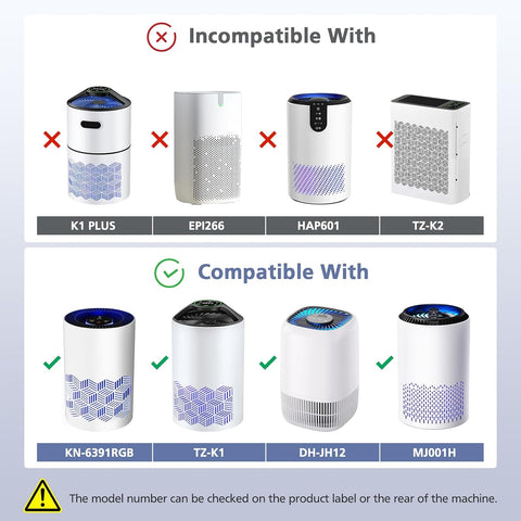 2 Pack TZ-K1 Replacement Filter for FreAire KN6391, for VOOPNU DH-JH12