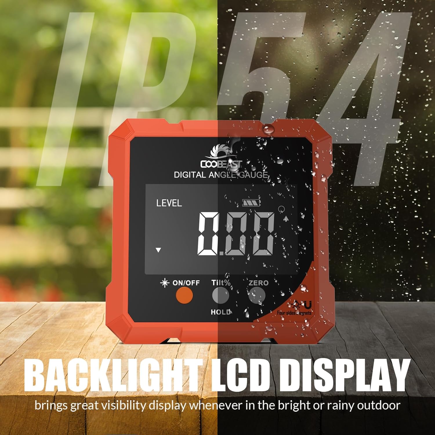 Coobeast Digital Angle Finder with Dual Laser 4-side Magnetic Angle Gauge