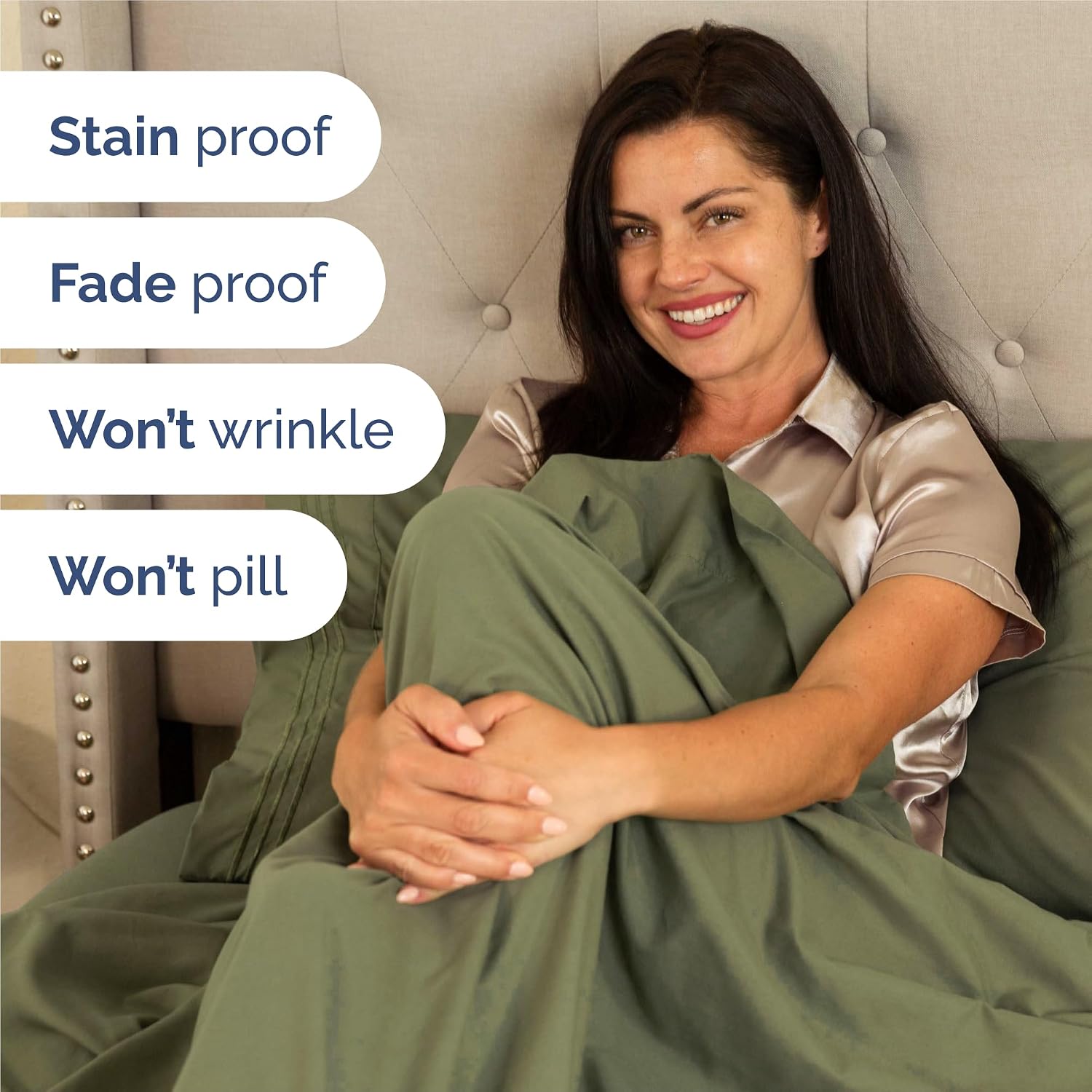 King Size 4 Piece Sheet Set - Breathable & Cooling Sheets - Sage Green
