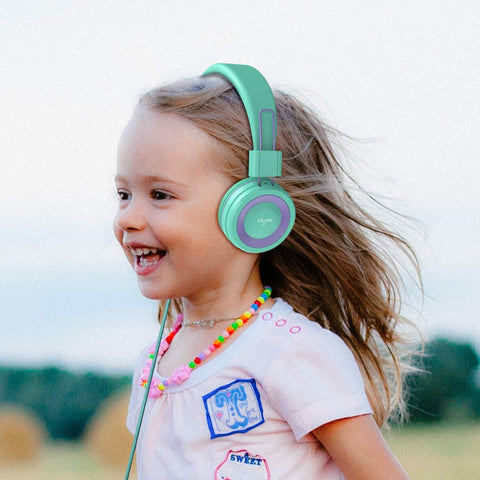 ELECDER i37 Kids Headphones for School Children Girls Boys Teens, Green