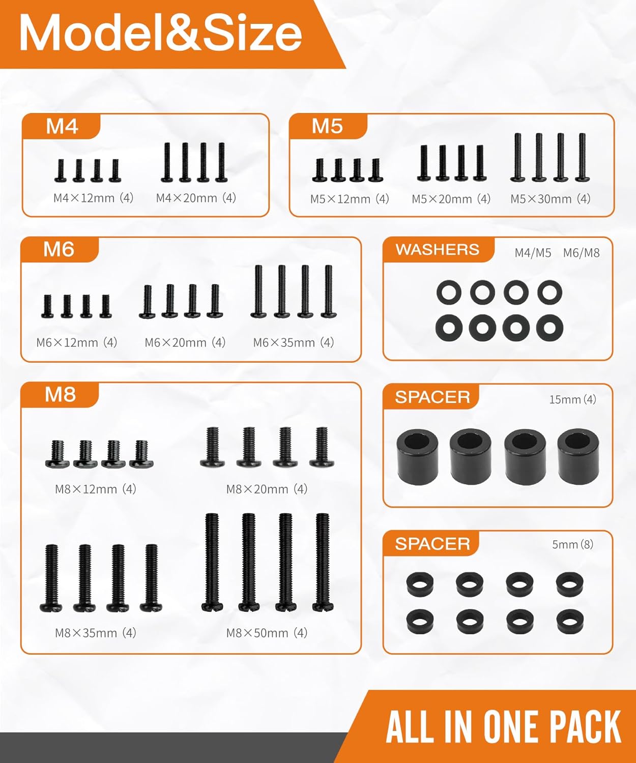 Universal TV Mounting Hardware Screw Kit Set with Box