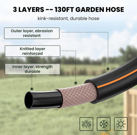 Giraffe Tools Retractable Garden Hose Reel 1/2"130FT Wall Mount Auto Rewind