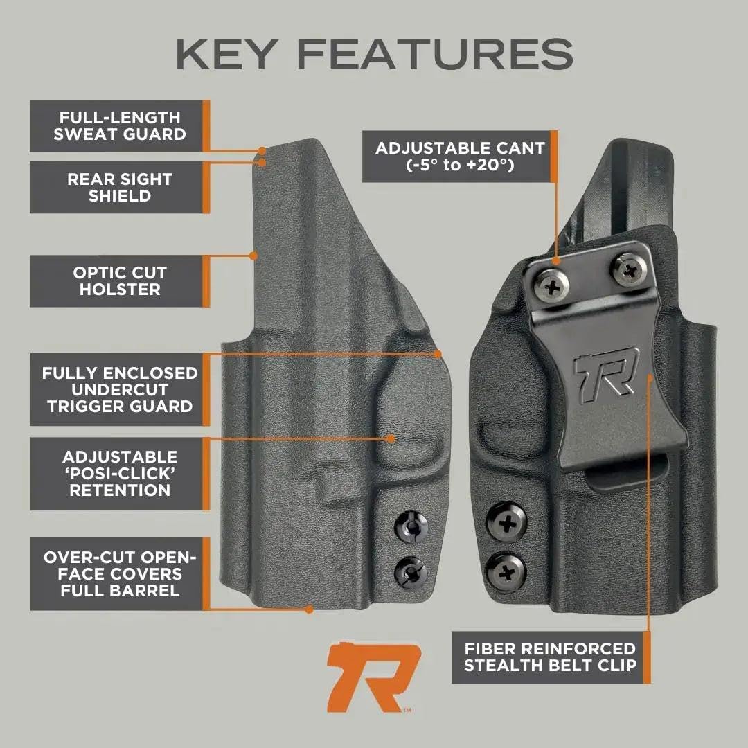 Rounded IWB Holster - Inside Waistband Concealed Carry, American Made, Concealment Express, Carbon Fiber Black Kydex, Optics Ready, Fits: