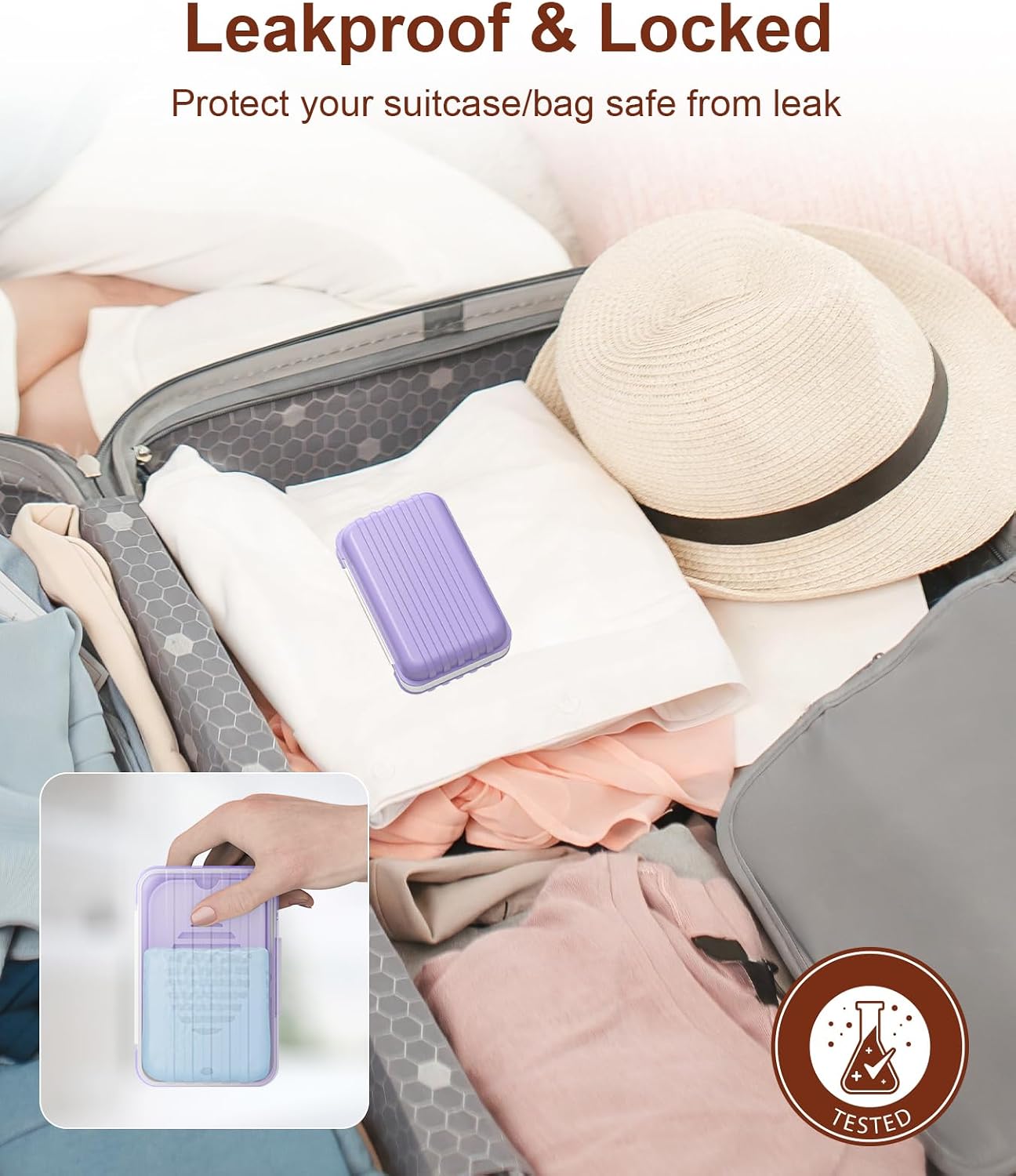 Quatish Leakproof Bar Soap Holder Dish with Lid for Shower, Portable Travel Soap Case Box for Gym, Camping, Hiking, Outdoor Use, Travel Size Toiletries Essentials, Keeps Soap Dry, Purple
