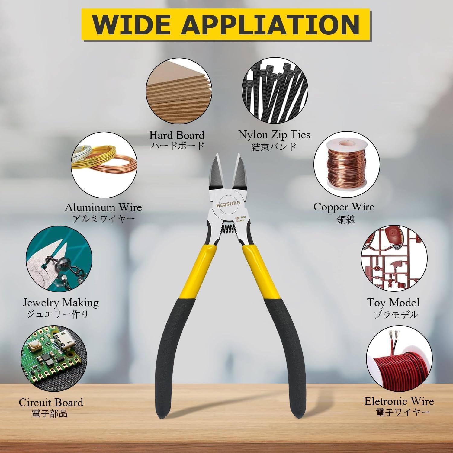 BOOSDEN Wire Cutter 6.5 inch Cutting Pliers Diagonal Cutter Metal Snipper