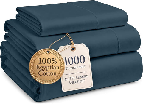 LANE LINEN Twin XL Sheets Deep Pockets 100% Egyptian Cotton - Estate Blue