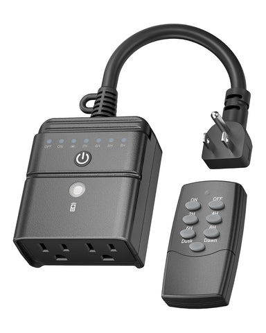 BN-LINK Outdoor Timer for Lights, 100FT Remote Control