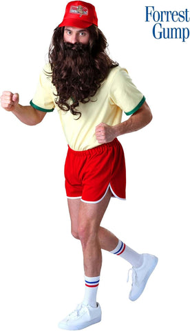 Fun Costumes Forrest Gump Running Costume | Includes Wig, Beard, and Bubba Gump Shrimp Hat | 70s Runner Outfit