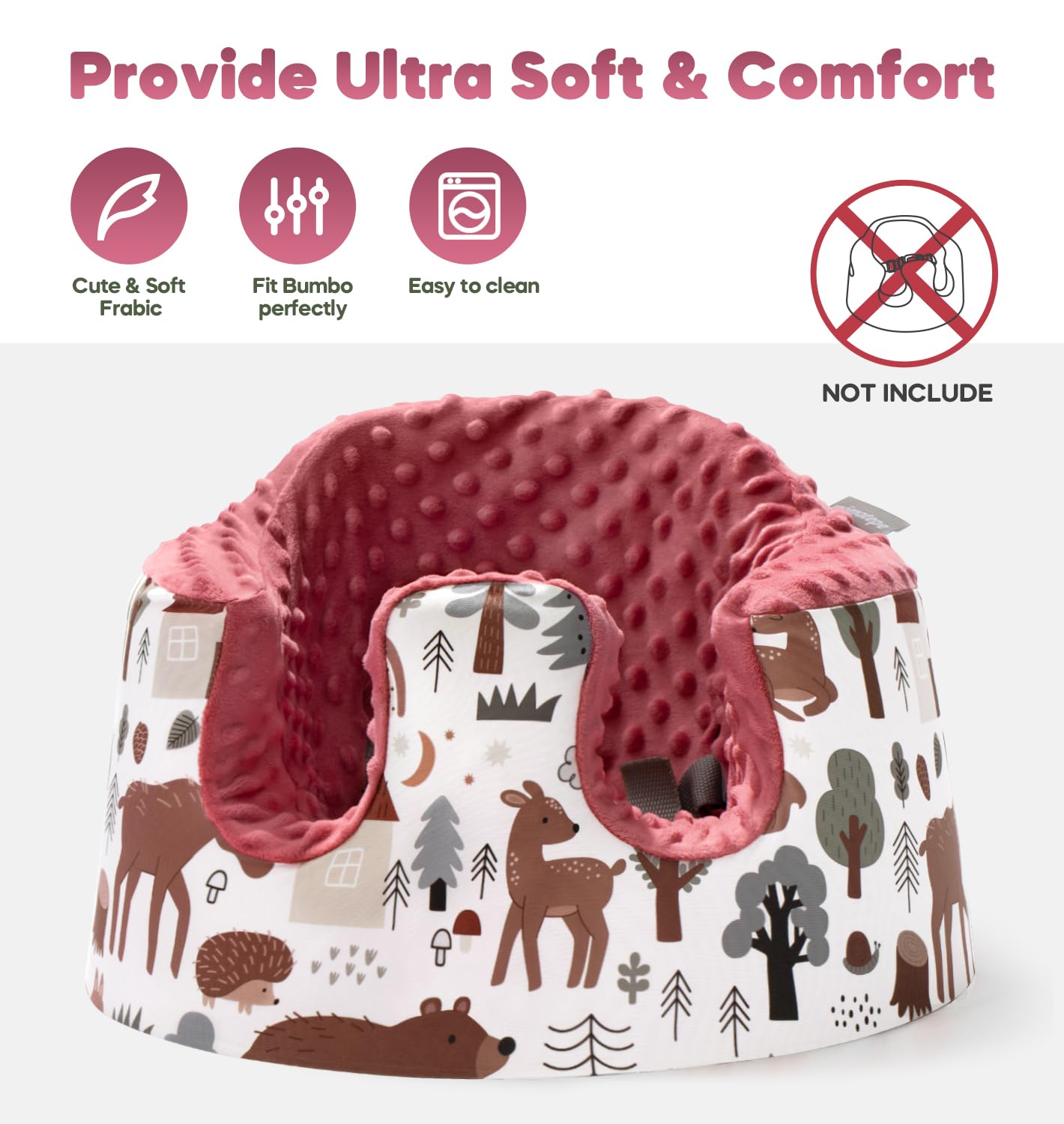 mamatepe Seat Cover Compatible with Bumbo and Nuby Seat, Booster Seats Accessories,Soft Breathable Cover for Baby Girl Boy,Cover Only，Red