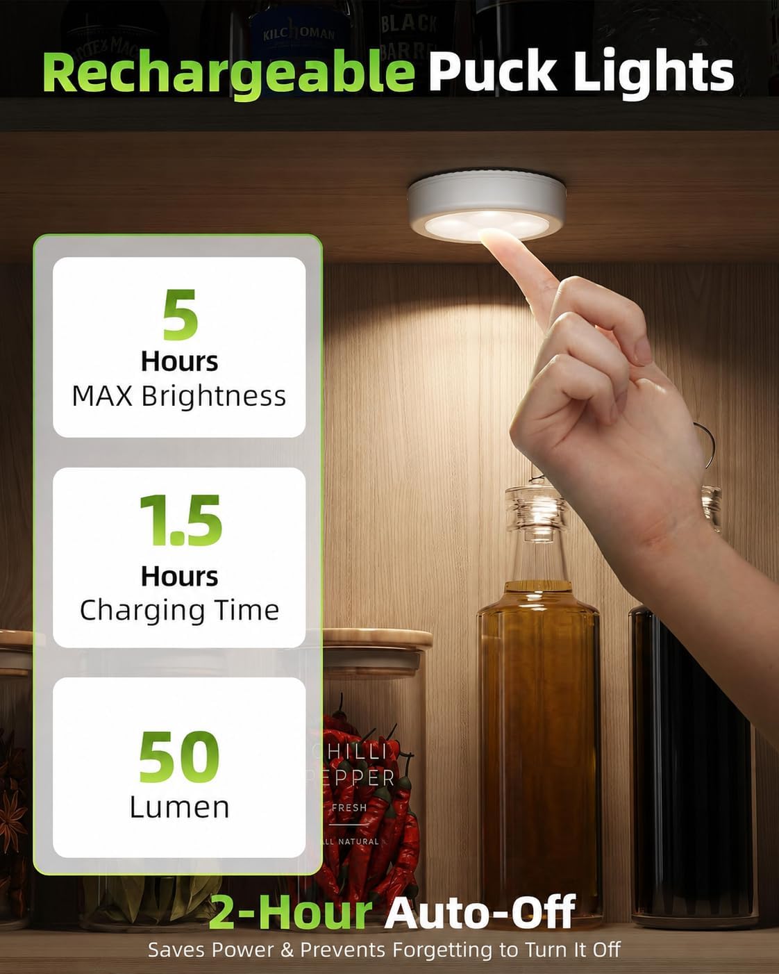 EZVALO LED Puck Lights, 6Pack Rechargeable Touch Light, 2.5'' Mini Tap Lights, Wireless Closet Light, Under Cabinet Lighting, 3 Color & 83 RGB, Stick On Lights for Kitchen,Pantry,Shelves