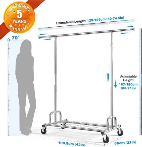 HOKEEPER Clothing Garment Rack Capacity 525LBS Collapsible Clothes Rack
