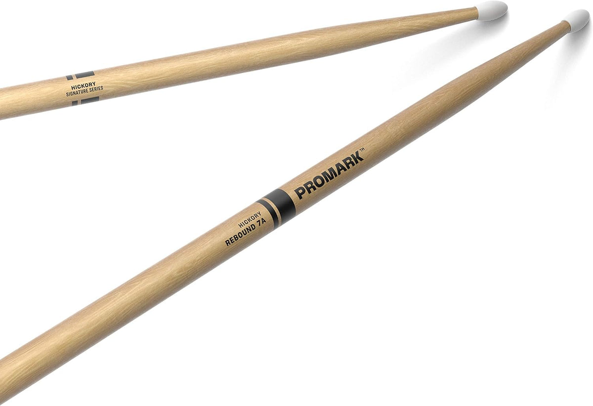 ProMark Rebound 7A Hickory Drumsticks, Oval Nylon Tip, 1 Pair