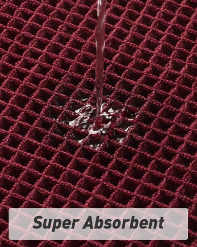 AMOAMI Upgraded Non Slip Absorbent Waffle Bath Mat 24" x 36", Red