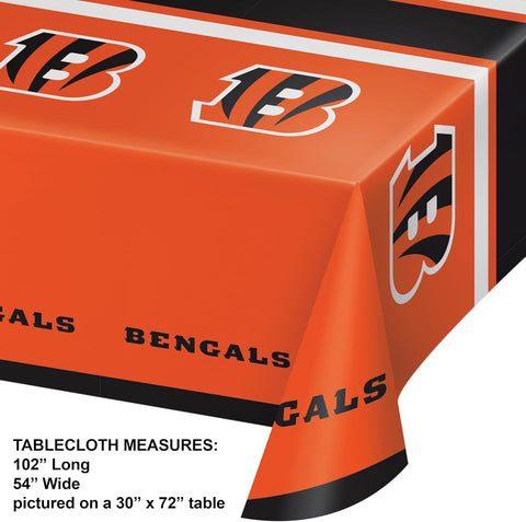 Trendware Cincinnati Bengals Plastic Tablecloths, 54 x 102 in, 3 ct
