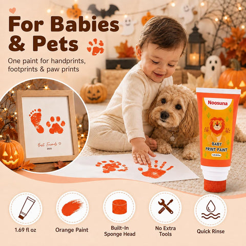 Baby Hand and Footprint Paint with Sponge Head, 1.69 fl oz, Orange