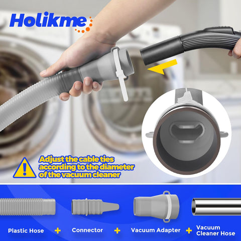 Holikme Dryer Vent Cleaner Kit, Vacuum Hose Attachment, 2-Piece, Gray