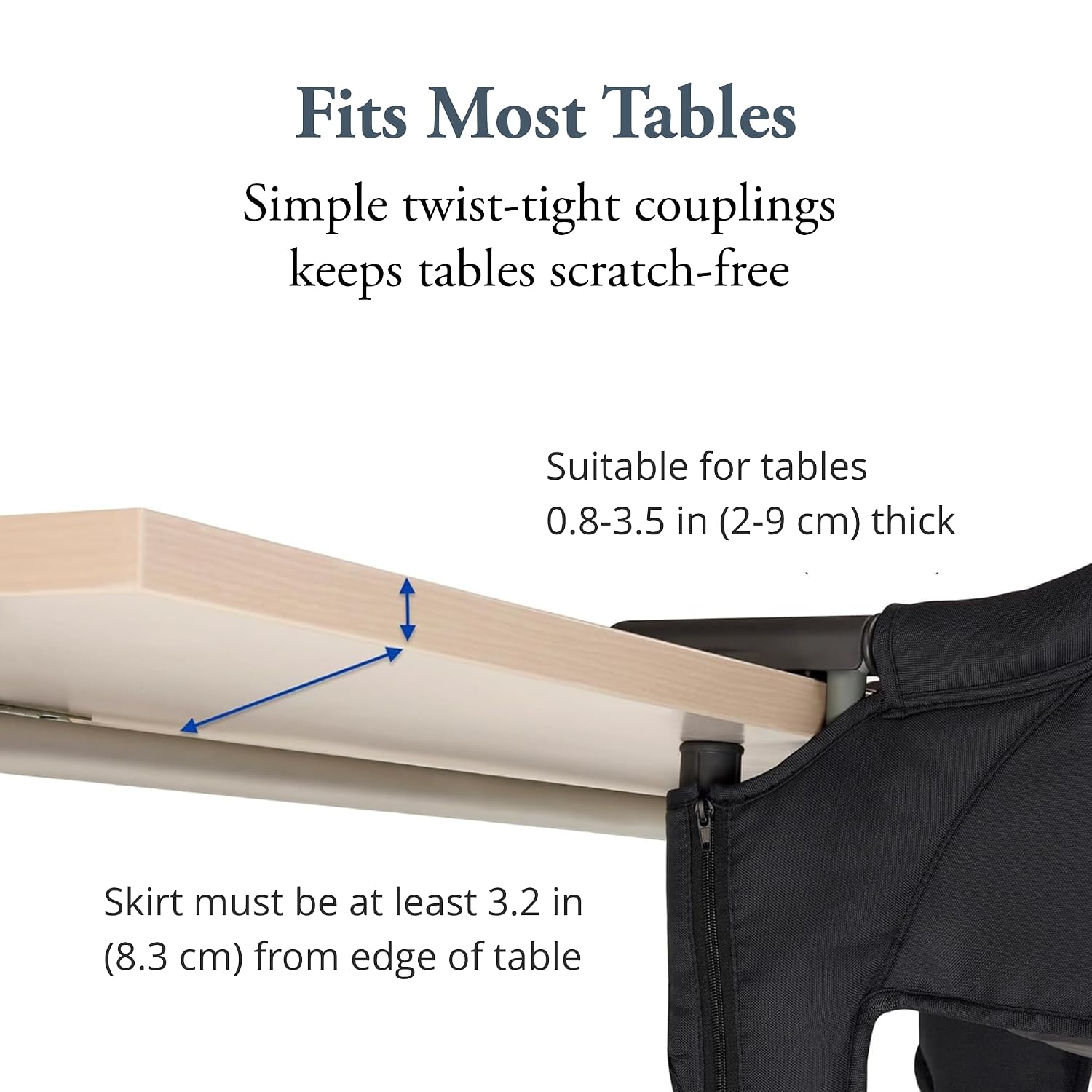 Inglesina Fast Table Chair, Desert Beige - Portable Baby High Chair - for Babies & Toddlers up to 37 lbs - Collapsible - Fits Tables 0.8'' to 3.5'' Thick - Compact & Easy to Use - Travel Bag Included
