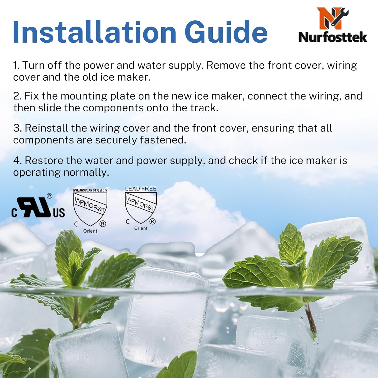 2198597 Ice Maker, 185W 115V 60Hz, Fit for Whirlpool, Maytag