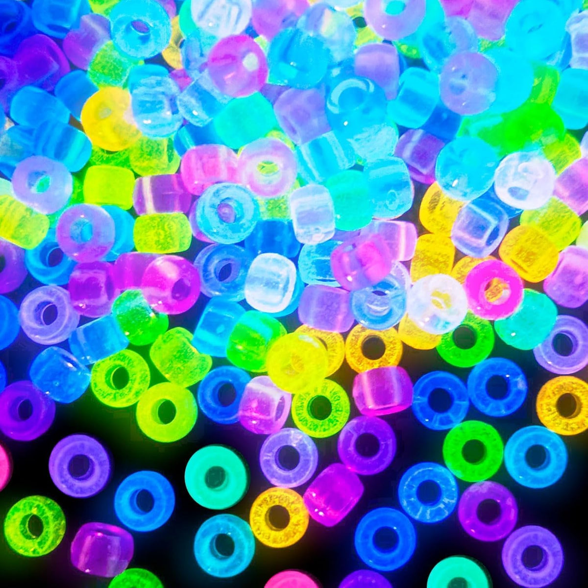 Glow in The Dark Pony Beads, 1000+pcs 6x9mm Kandi Beads Halloween Jewelry