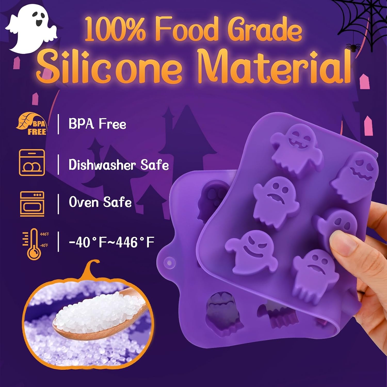 JOERSH Halloween Chocolate Silicone Molds, 60 Cavities, 4Pcs