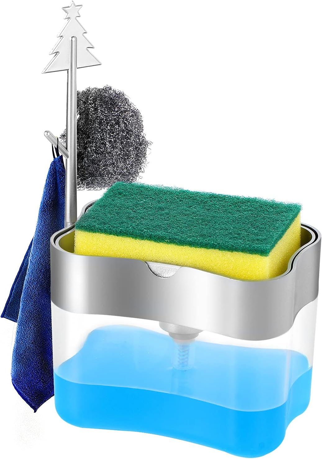 New 2026 Version Soap Dispenser with Added Features - Premium Quality Dish Soap Dispenser - Countertop Kitchen Soap Dispenser, Sink Dish Washing 13 Ounces (Sponge Included)