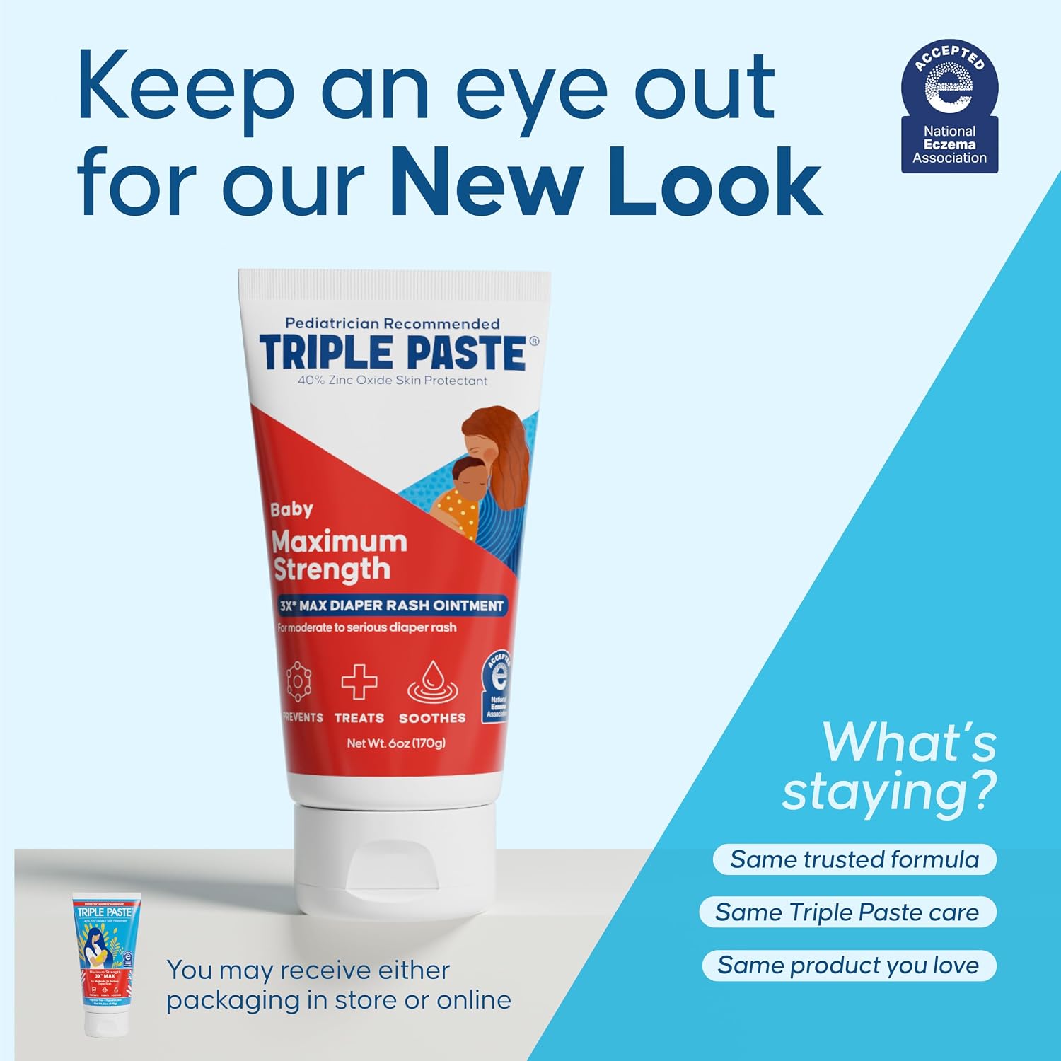 Triple Paste 3X Max Strength Diaper Rash Ointment, 40% Zinc Oxide, 6 oz