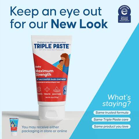 Triple Paste 3X Max Strength Diaper Rash Ointment, 40% Zinc Oxide, 6 oz
