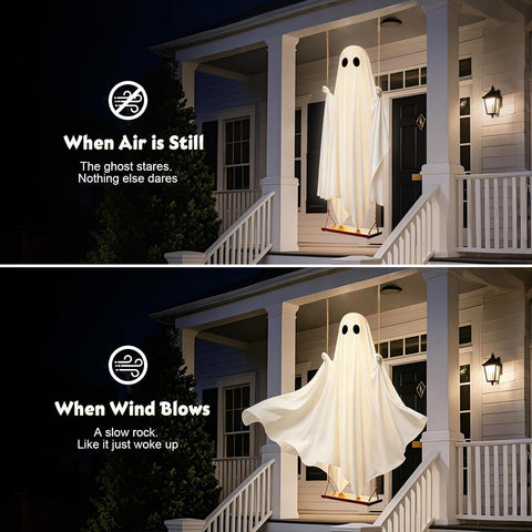 5 FT Swinging Ghost Halloween Decor - Outdoor Halloween Decorations