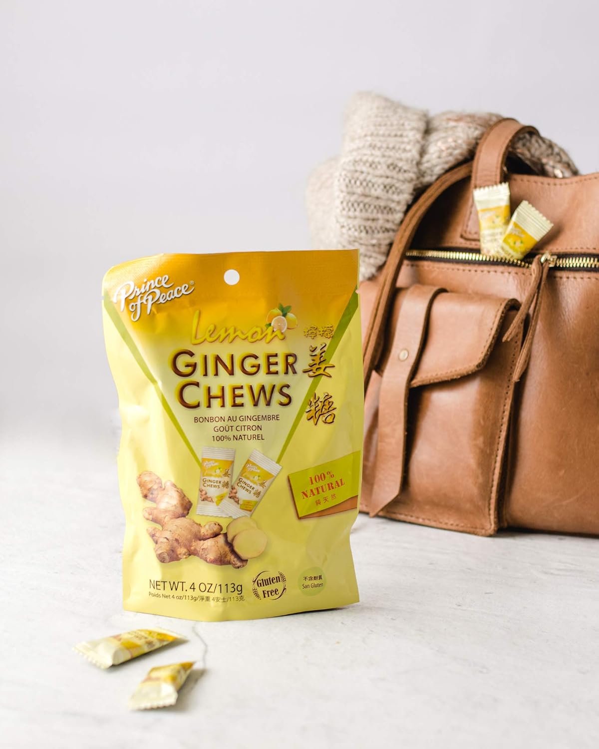 Prince Of Peace Ginger Chews With Lemon, 4 oz. – Candied Ginger – Lemon Candy – Lemon Ginger Chews – Natural Candy – Ginger Candy for Nausea