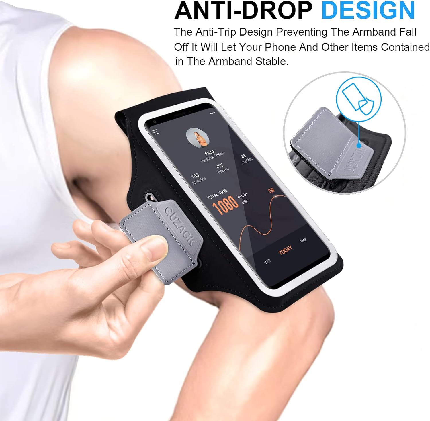 GUZACK Running Armband for iPhone 17 16 15 14 13 Pro Max, Galaxy S25 S24 S23 S22, with Card Slot & Key Pockets, Running Phone Holder, Fit Up to 6.9 Inches Phone - Size L (Bigger Arm 14-17 in)