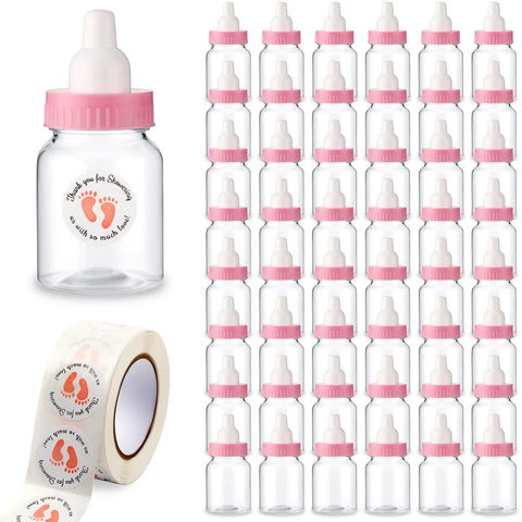 Tondiamo 48 Pcs Baby Shower Bottles Mini Fillable, Pink, Sticker
