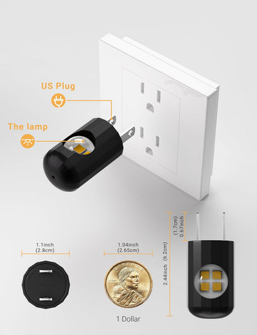 TSEXES Plug-in LED Night Lights with Dusk to Dawn Sensor,100LM,2700K,6 Pack