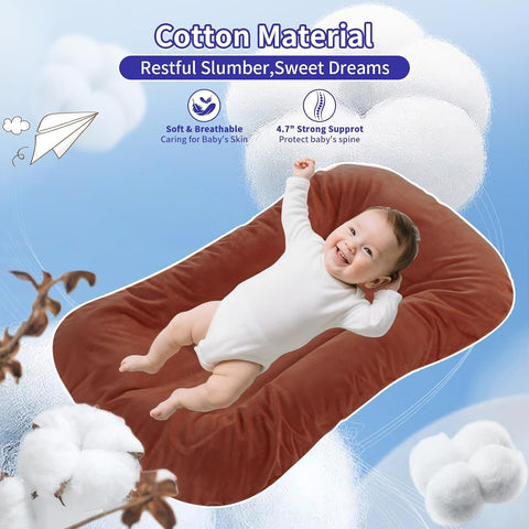 100% Cotton Baby Lounger for Newborn 0-24 Months(Coffee)