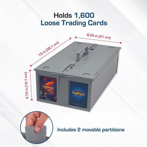 BCW Collectible Card Bins, Holds 1,600 Cards Each, Stackable, Gray, 2 Pack