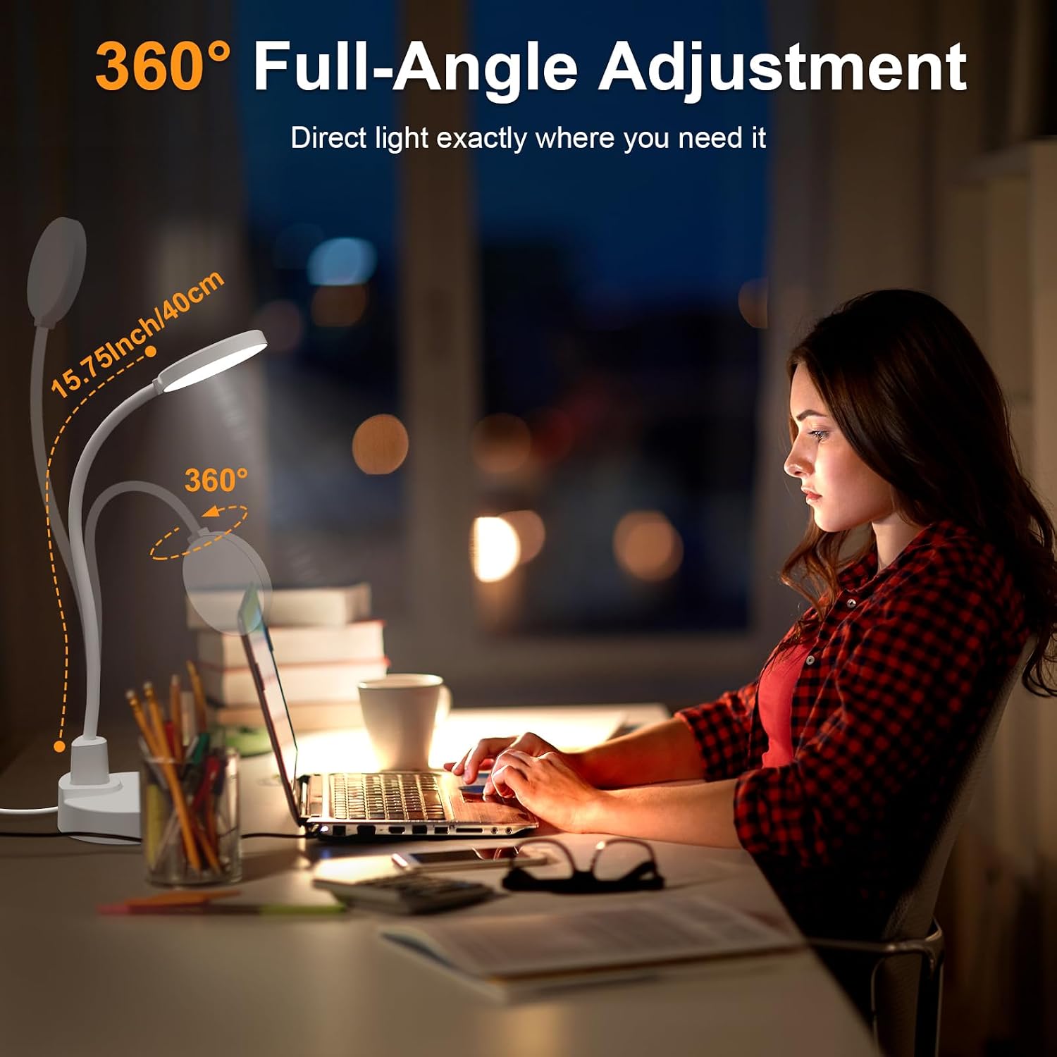 15W LED Desk Lamp with USB Charging Ports, [Button & Remote Control] Dimmable Table Lamp with 3 Color Modes, 5 Brightness Levels, 4 Timers, Flexible Reading Light for Home Office, Bedroom, Kids Study