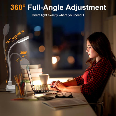 15W LED Desk Lamp with USB Charging Ports, [Button & Remote Control] Dimmable Table Lamp with 3 Color Modes, 5 Brightness Levels, 4 Timers, Flexible Reading Light for Home Office, Bedroom, Kids Study
