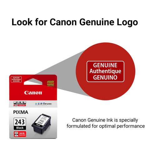 Canon PG-243 Genuine Black Ink Cartridge, Compatible with iP2820, MX492, MG2420/2520/2920/2922/2924/3020/2525, TS3120/302/302a/202/4520/3320